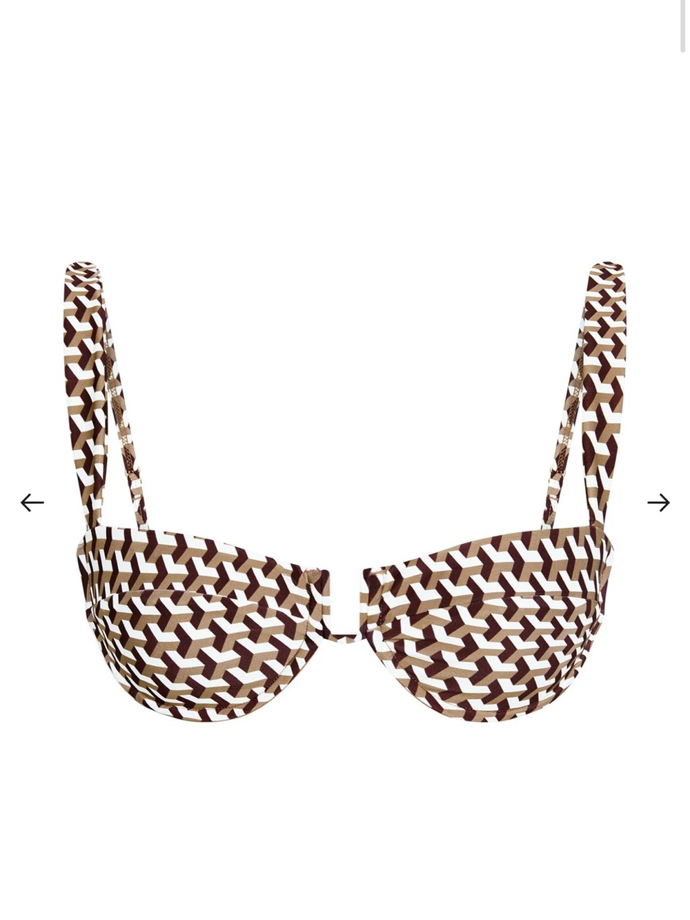 Monday Swimwear Cala Geometric Print Underwire Bikini Top - Brown & White